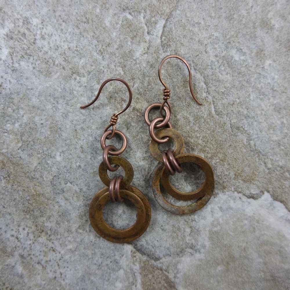 Copper circle earrings